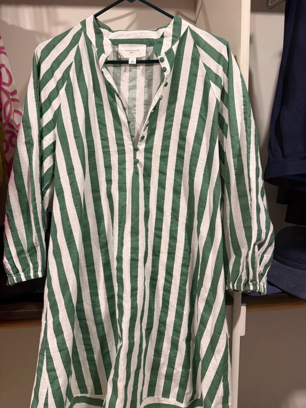 Tuckernuck Green and White Striped Midi Dress